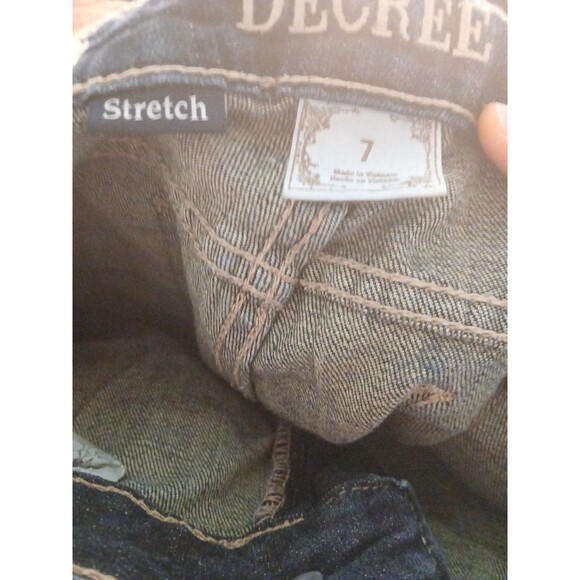 DECREE Women's Juniors Super Skinny Distressed Low Rise Denim Blue Jeans-Size 7 - Picture 12 of 13